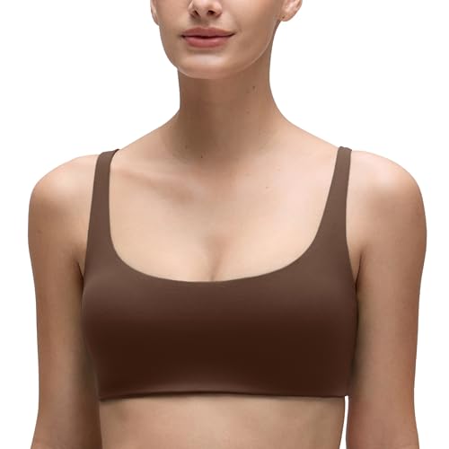 Image of CRZ YOGA Butterluxe Square Neck Sports Bras | Light Support, Removable Pads, Yoga, Extremely Soft, Low Coverage, Adjustable Spaghetti Straps, for Women