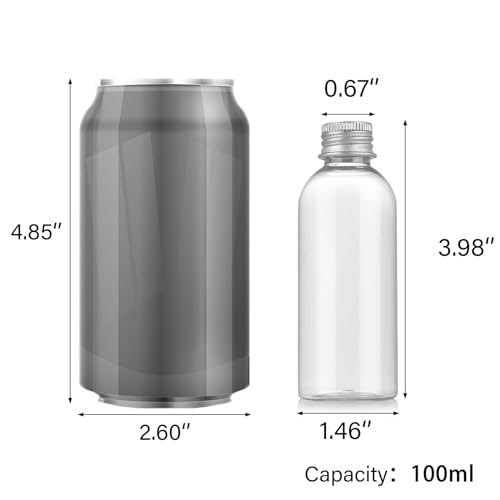 3.4 oz Travel Bottles TSA Approved, 6 pcs Refillable Travel Bottles Leak Proof with Silvery Screw Cap, Essential Oil Bottles Empty2