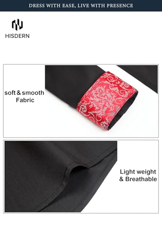 Image of HISDERN Mens Business Dress Shirts Long Sleeve Casual Button Down Shirt Formal Inner Collar Contrast Shirt for Men Wedding