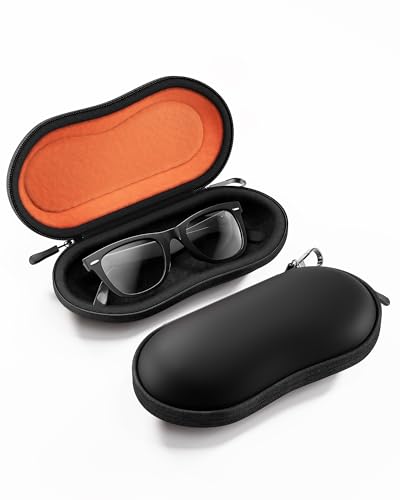 ProCase Sunglasses Case, Hard EVA Shell Shockproof Eyeglass Case for Men Women with Metal Hanging Hook and Velvet Lining, Travel Zipper Sport Glasses Holder Organizer Fathers Day Gift for Dad -Black