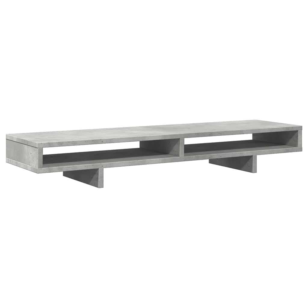 vidaXL Supporto Monitor Grigio Cemento 100x27x15cm Legno Massello Pino, Supporto per Monitor Doppio, Supporto per Monitor Regolabile, Supporto per Monitor per Computer