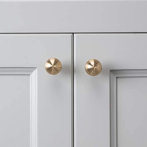 Ivailex 10 Pack Gold Drawer Knobs, Brass Cabinet Knob, Round Solid Brass Pulls, Modern Minimalist Handles For Kitchen Bathroom, 1 Inch Diameter, Sphere (1 Inch, Sphere 10 Pack) #TOP5