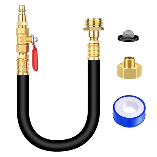 Image of RV Winterizing water Blowout kit: Lead-Free Brass Air Compressor Quick Connect Plug to 3 /4 inch Hose Blowout Adapter with Shut Off Valve for Camper Motorhome and Boat