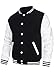 HOOD CREW Mens Varsity Jackets Faux Leather Sleeve Letterman Boys College Baseball Jacket Black M
