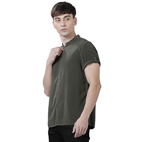 Image of Identiti Short Sleeves Solid Slim Fit 100% Viscose Casual Shirt /Kurta for Men