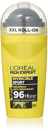 L'Oréal Men Expert Invincible Sport 96H Anti-Perspirant Deodorant for Men, 50 ml, Pack of 6, Bulk Buy