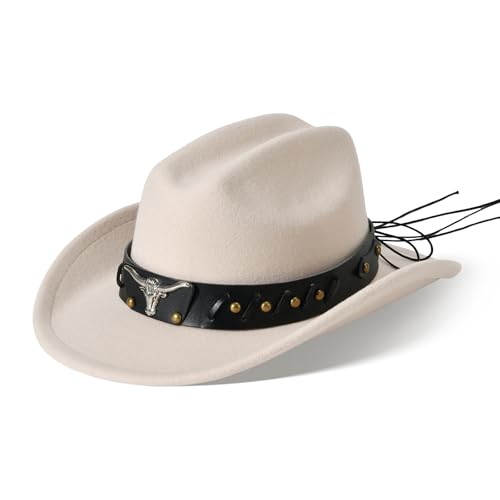 Image of Willheoy Kids Cowboy Hat for Girls Boys Western Cowgirl Hat with Buckle Belt Unisex Wide Brim Fedora Hat Dress Up Costume