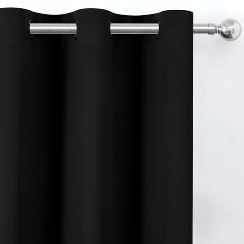 Image of LEMOMO Blackout Curtains 52 x 120 Inch Long Black Curtains Set of 2 Panels Room Darkening Curtains for Bedroom and Living Room