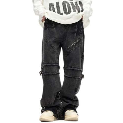 Men Y2K Streetwear Stacked Jeans Cargo Pants Clothing Straight Denim Trousers