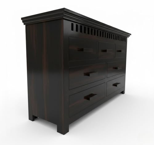 Image of GateWay Furniture Sheesham Wooden Chest of Drawers with 7 Drawers | Wood Dresser Storage Cabinet for Bedroom | Chest of Drawers Organizer for Living Room | Wooden Drawer Cabinet (Reck, Walnut Finish)