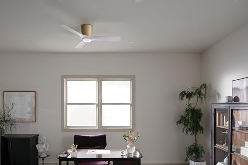 Image of Kichler Volos 48 inch Ceiling Fan With LED Light, Champagne Bronze, 300032CPZ | Wall Control, Contemporary Indoor Fan, Low Profile Ceiling Fan with Light