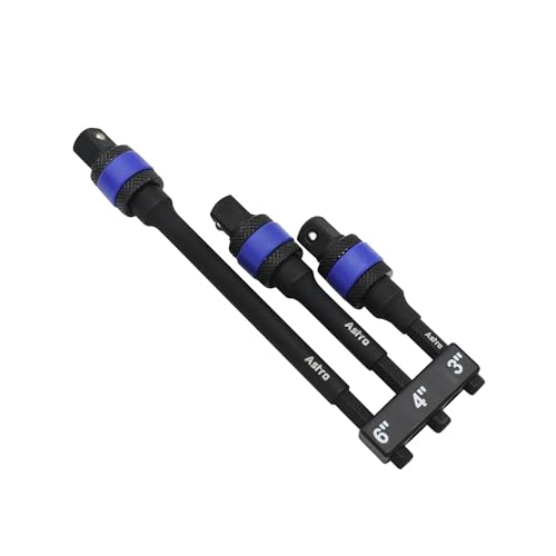 Astro Tools 78103 3pc Locking 1/4 Drive Hex Shank Impact Adapter Extension Set