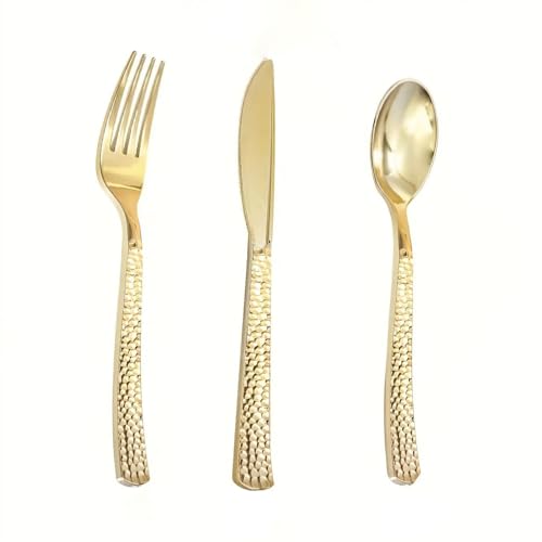 Mehrweg Plastikbesteck,75 Stück Plastikbesteck Set, Party Besteck Plastik 25 Plastikmesser & 25 Gabeln & 25 Löffel Wiederverwendbaren Plastikbesteck...