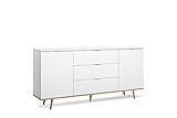 skandinavisches design hamburg made in Germany Sideboard - skandinavisches Design (B/H/T: ca.: 180 x 85 x 40 cm) Massivholzfüße, verchromte Metallgriffe - made in Germany
