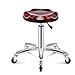 Masaje ergonómico Taburete giratorio con ruedas Taburete redondo de altura ajustable, cómodo Cojín de asiento de cuero de PU Taburete de oficina giratorio de trabajo Salón de dibujo Masaje Spa rojo