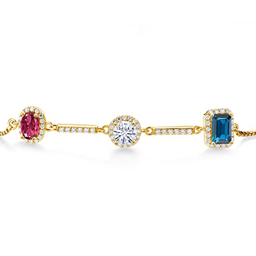 Gem Stone King 18K Yellow Gold Plated Silver Customized and Personalized Tennis Bracelet For Women By Keren Hanan | 2.46 Cttw | Gemstone Birthstone | Adjustable Bolo Bracelet For Women3