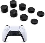 DLseego 8PCS Prises de main pour Xbox One PS5 PlayStation4 DualSense Commutateur Pro Contrôleur sans fil Deck vapeur, silicone doux anti-dérapant bouchon de bouton 2 Hauteurs - noir