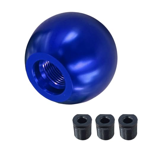 Car Round Ball Gear Shift Knob, Aluminum Alloy Gear Shift Stick Head for Most Manual Vehicles with 3 Adapters M8, M10, M12 (Blue)