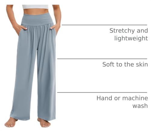 Image of Gracyoga Wide Leg Yoga Pants for Women Casual Loose Cozy Sweatpants High Waisted Lounge Pajama Flowy Pants With Pockets