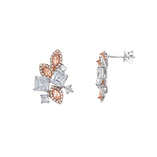 Pendientes de plata con piedras blancas y champang, de Salvatore Plata, ref. 112A0241.