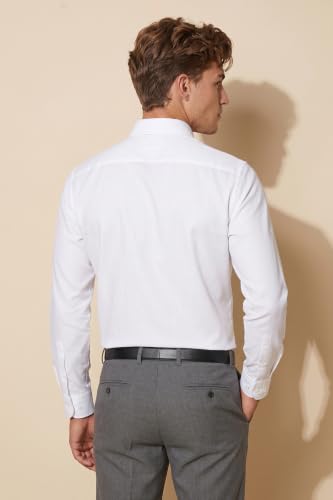Image of Peter England Men Polycotton Slim Fit Full Sleeve Stretchable Solid Formal Shirt | Lycra Comfort