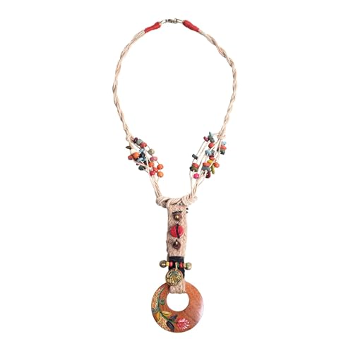 Image of AAKRITI ART CREATIONS Boho & Tribal Handcrafted Necklace Collection | Jute, Wooden & Brass Pendant Designs | Ethnic Collar, Loop & Statement Jewelry for Women | Artisan Festival & Everyday Wear