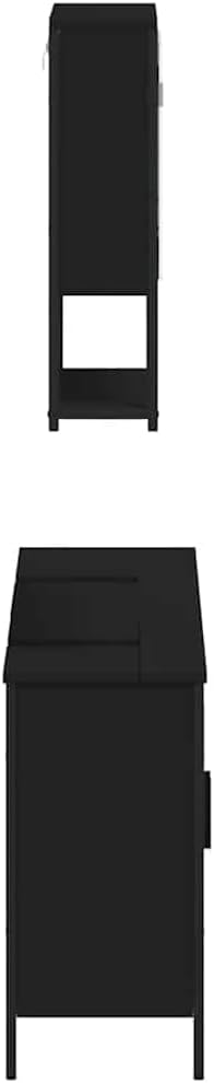 3 Piece Bathroom Furniture Set Black Engineered Wood Bathroom Furniture Sets