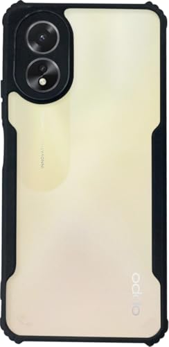 Image of AIBEX Crystal Clear Back Cover Case for Oppo A18 4G / Oppo A38 4G | 360 Degree Protection | Shock Proof Design | Transparent Back Cover Case (PC & TPU, Black Bumper)