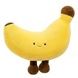 WLLYXUS Banana Pillow,Soft Banana Shaped Decorative Throw Pillows with Foot,Cute Yellow Fruit Pillow for Bed,Chair,Sofa,Desk (Yellow-18inch)