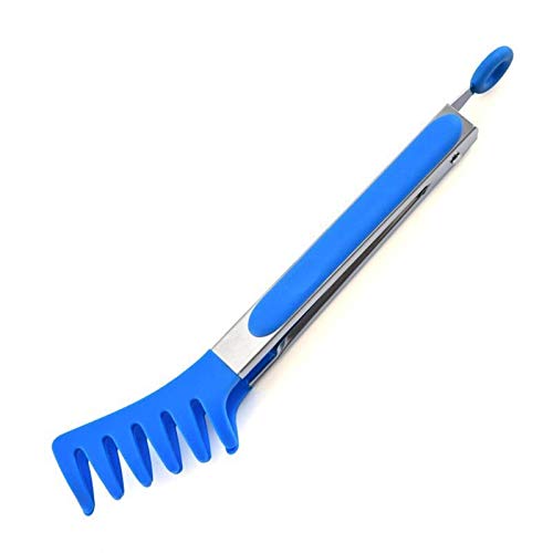 Pinza da Cucina Pinza per Alimenti in Acciaio Inossidabile può Essere Utilizzata in Cucina Pinza per Pasta Pinza per Spaghetti Punta in Silicone (Blu)