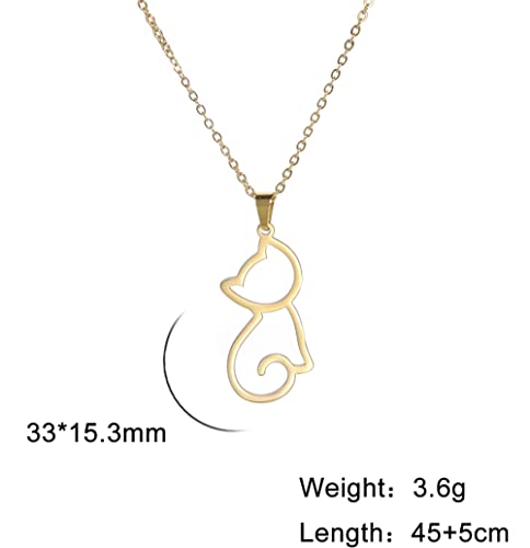 unift Chat Collier pour les Femmes en Acier Inoxydable Style Géométrique Mignon Chic Creux Hors Colliers Pendentifs de Chat Bijoux Animaux Cadeaux pour les Amateurs de Chats (or) – vue 6