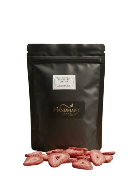 HANUMANT CHIPS Freeze Dried Fruit & Vegetable Snacks – 100% Natural Crunchy Slices & Kernels – No Added Sugar, No Preservatives – Healthy, Vegan & Gluten Free – Resealable Pack (20 G) (freeze dried strawberry)