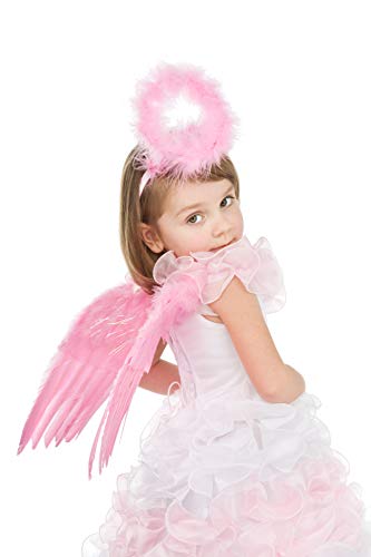 Unime 2 Pack Angel Halo Headbands Feather Angel Headband Pink Halo Hair Band Halloween Christmas Costume Accessory(Pink) #TOP2