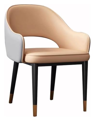 JKJZSALJ Chaises De Salle À Manger en Similicuir avec Accoudoirs Et Dossier Ergonomiques Et Pieds en Métal pour La Maison Et Le Restaurant - Pieds Noirs -...
