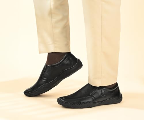 Image of LOUIS STITCH Genuine Leather Formal Slip On Shoes for Men | Ultra Lightweight and Flexible Rubber Sole Men's Slipon Loafer Shoes | LSAXSO |