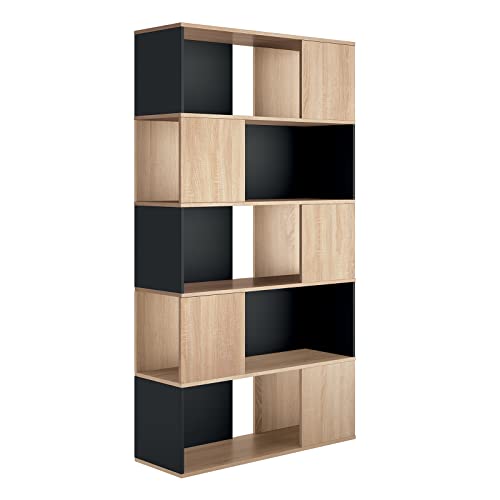 Symbiosis Rossio Bibliotheque Chêne Naturel et Noir 97,8x33x180 cm