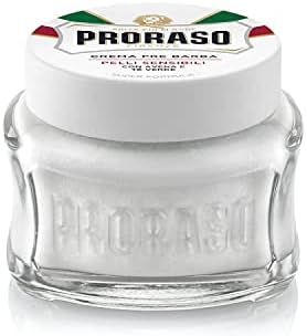 Proraso Pre Shave Cream, 100ml, Sensitive Pre Shaving Cream for Men Softens Skin with Oat and Green Tea Extracts, Made in Italy, White