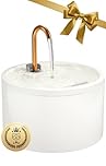 MISFANS Ceramic Cat Water Fountain for Drinking, Copper Spout 2.1L Cat Fountain, Ultra-Quiet Pet Water Dispenser, Triple Filtration, Hygienic & Easy Clean (White)