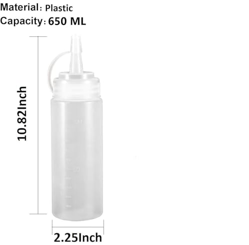 Zeinwap Plastic Squeeze Bottle Ketchup Mustard Honey Sauce Dispenser Bottle - 650 ML (White, Pack of 2)