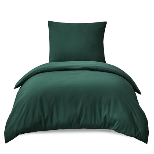 RUIKASI Bettwäsche 155x220 2teilig Grün - Dunkelgrün Mikrofaser...