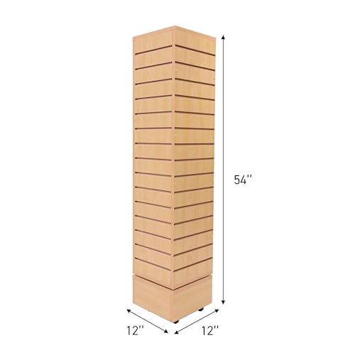 Sswbasics 60239 Slatwall Tower - Rotating And Rolling - Maple Color Finish (12''L X 12''W X 54''H) - Slatwall Display Tower - Rotating Spinner Rack For Store Fixtures And Display Retail thumb #2