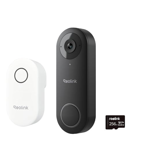 REOLINK Video Doorbell Camera with 256GB microSD Card Bundle, Wired Video Doorbell, 5Ghz/2.4Ghz WiFi, 256GB SD Card for Local Storage, Chime Included