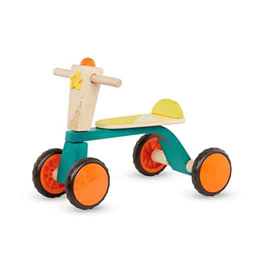 B. Toys- Smooth Rider- Ride On- Wooden Toddler Bike – Balance Toys for Toddlers – Push & Ride Bike – Four Wheels – 18 Months +, Large, Multicolor