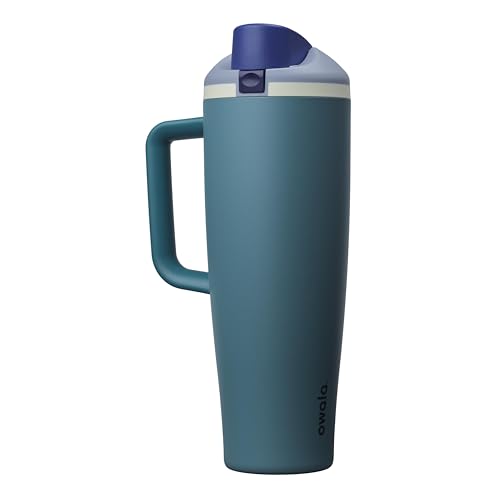 Image of Owala FreeSip Tumbler Insulated Stainless Steel Water Bottle with Built-in Straw and Side Handle, For Travel, Work, School, and Sports, 40oz, BPA Free, Leak Proof, Denim