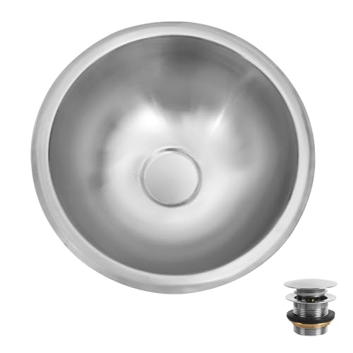 Image of RV Kitchen Sink,13 inch x 13 inch Stainless Steel Bar Sink,13 Inch Small Kitchen Sinks with Oval Features for Bathroom,Outdoor,RV and Bar, Included with Kitchen Sinks Drain Assembly