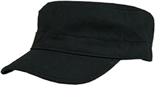 Free Bird 99 Low Profile Cotton Flat Top Peaked Army Military Cadet Cap Hat (Black (15076))
