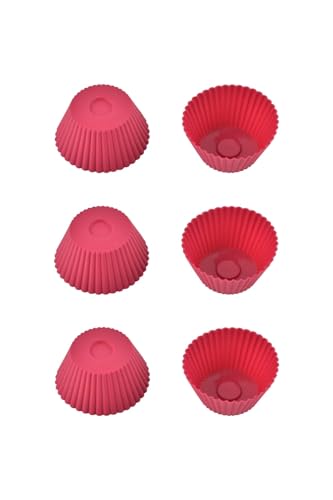 Kırmızı Silikon Mini Brownie ve Muffin Kalıbı; 7x3 cm, Cupcake Kalıbı, 6 Adet