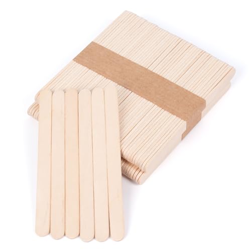 ANTETOK 100 Palitos de Madera para Lollipops, 114mm Palitos Helado para Manualidades, Premium Popsicle Sticks para Proyectos DIY, Creaciones Caseras y Etiquetas para Plantas