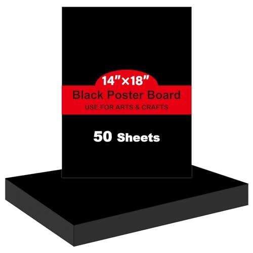 Image of 50 Pcs Black Poster Board Paper 14x18, ROOKEA Vision Boards Posterboard Bulk for School Projects Classroom Arts Craft Presentations Drawing Scrapbooking Blank Graphic Display