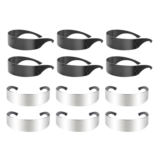 12 pcs 80s Cyber Visor Sunglasses,Futuristic Cyclops Cyberpunk Visor Sunglasses,Punk Future Style Cosplay,Future Costume Futuristic Wrap Visor Sun Glasses for Men Women